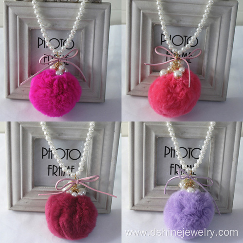 Cute Choker Necklace For Children POM POM Choker With Pearl